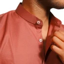 Essentials | RUST  Enriched Cotton MANDARIN COLLER Shirt