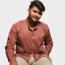 Essentials | RUST  Enriched Cotton MANDARIN COLLER Shirt