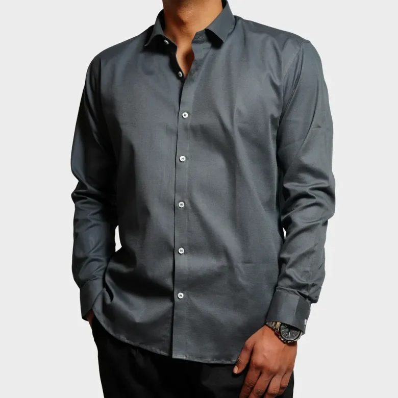 Essentials | CHARCOAL GRAY Enriched Cotton Shirt - Image 5