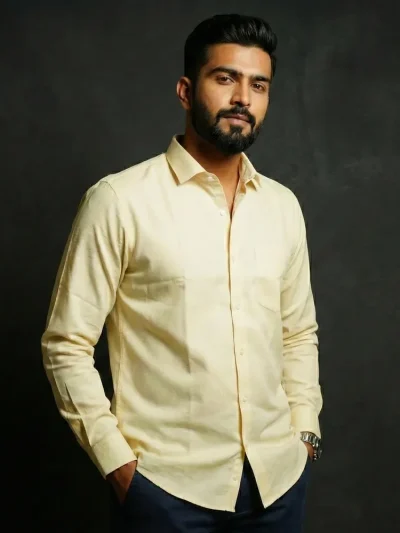 essentials | ivory enriched cotton shirt