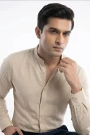 Essentials | BEIGE MANDARIN COLLER Shirt