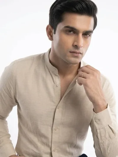 Essentials | BEIGE MANDARIN COLLER Shirt