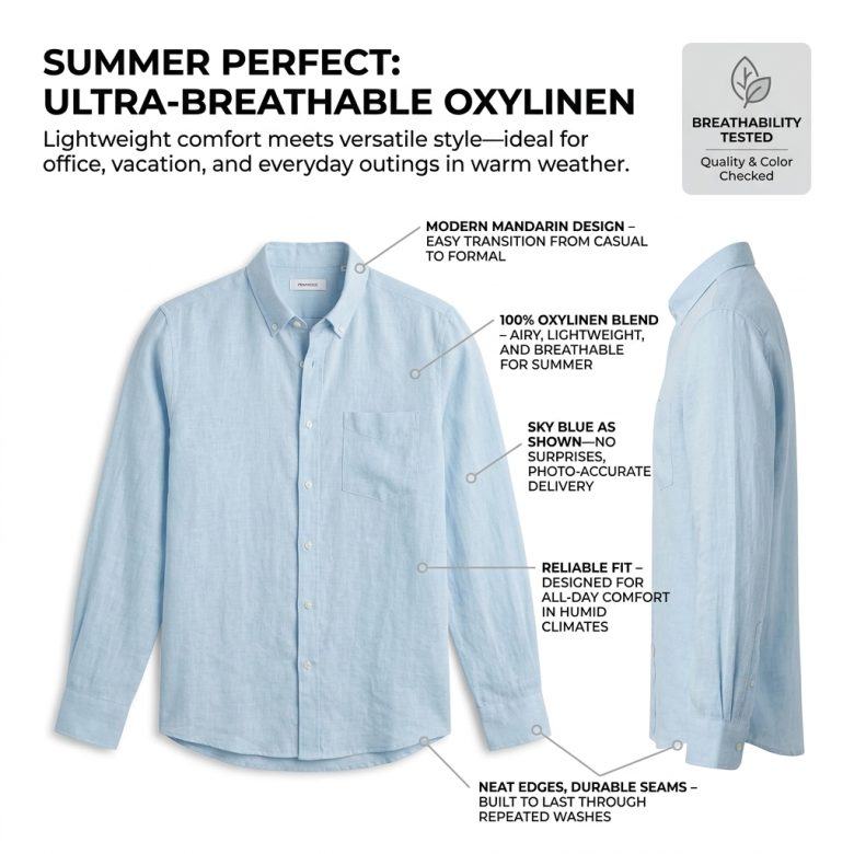 oxy linen | sky blue super prime linen shirt