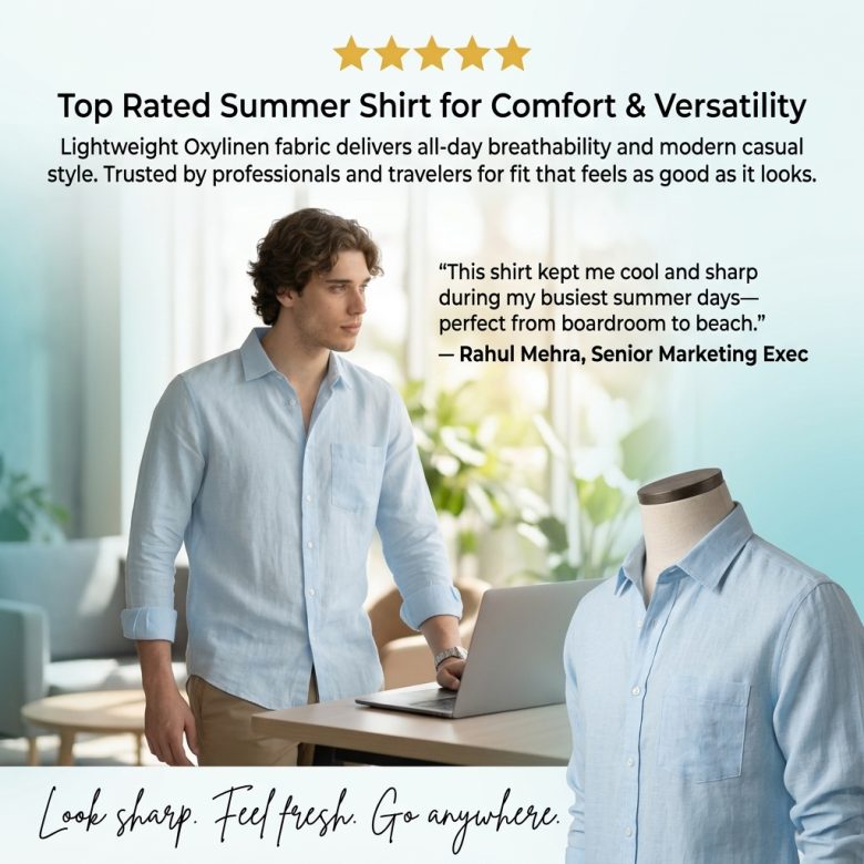 oxy linen | sky blue super prime linen shirt