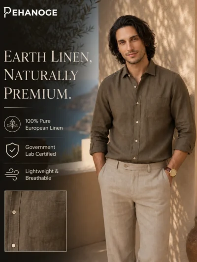 Linen Styling for Big & Tall Men: Structure, Breathability & Fit oxy linen™ | navy blue 60 lea european linen shirt