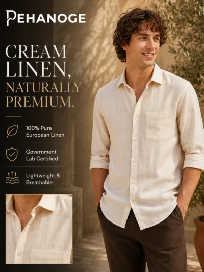 oxy linen™ | navy blue 60 lea european linen shirt