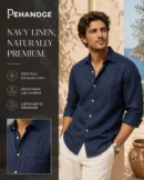 oxy linen™ | navy blue 60 lea european linen shirt