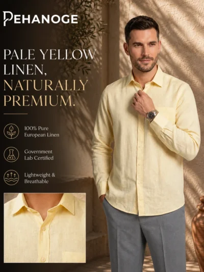 oxy linen™ | sunlight yellow 60 lea european linen shirt