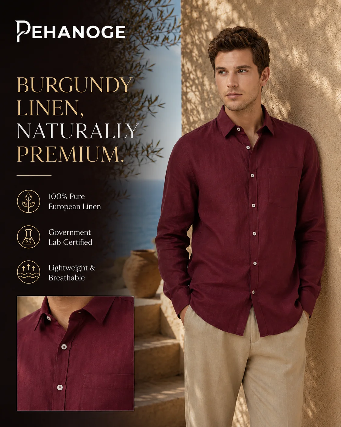 oxy linen™ | wine red 60 lea european linen shirt oxy linen™ | wine red 60 lea european linen shirt