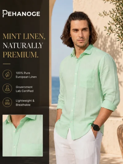 oxy linen™ | mint green 60 lea european linen shirt