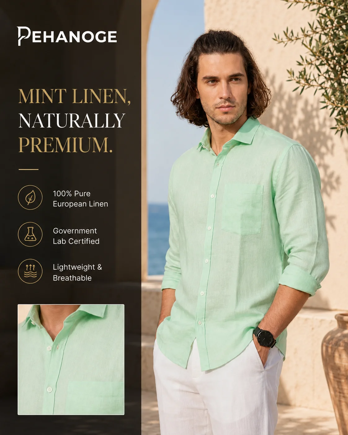 oxy linen™ | mint green 60 lea european linen shirt oxy linen™ | mint green 60 lea european linen shirt