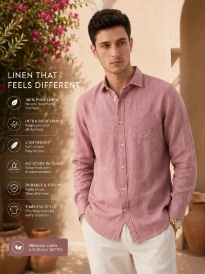 トップス Echeveria Linenwool shirts 2 OVY kaja Oxy-Linen™ | Dusty Rose – 60 Lea European Linen Shirt - Pehanoge