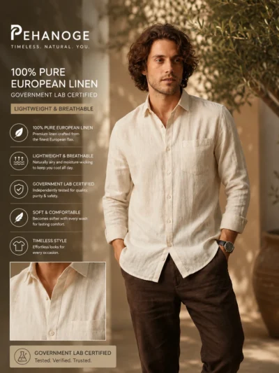 oxy linen™ | cinnamon beige 60 lea european linen shirt