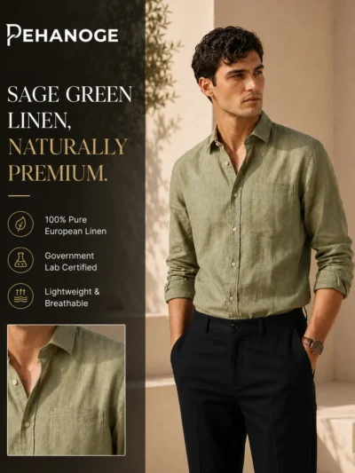 oxy linen™ | sage green 60 lea european linen shirt