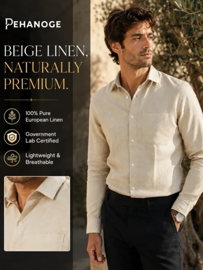 oxy linen™ | natural beige 60 lea european linen shirt