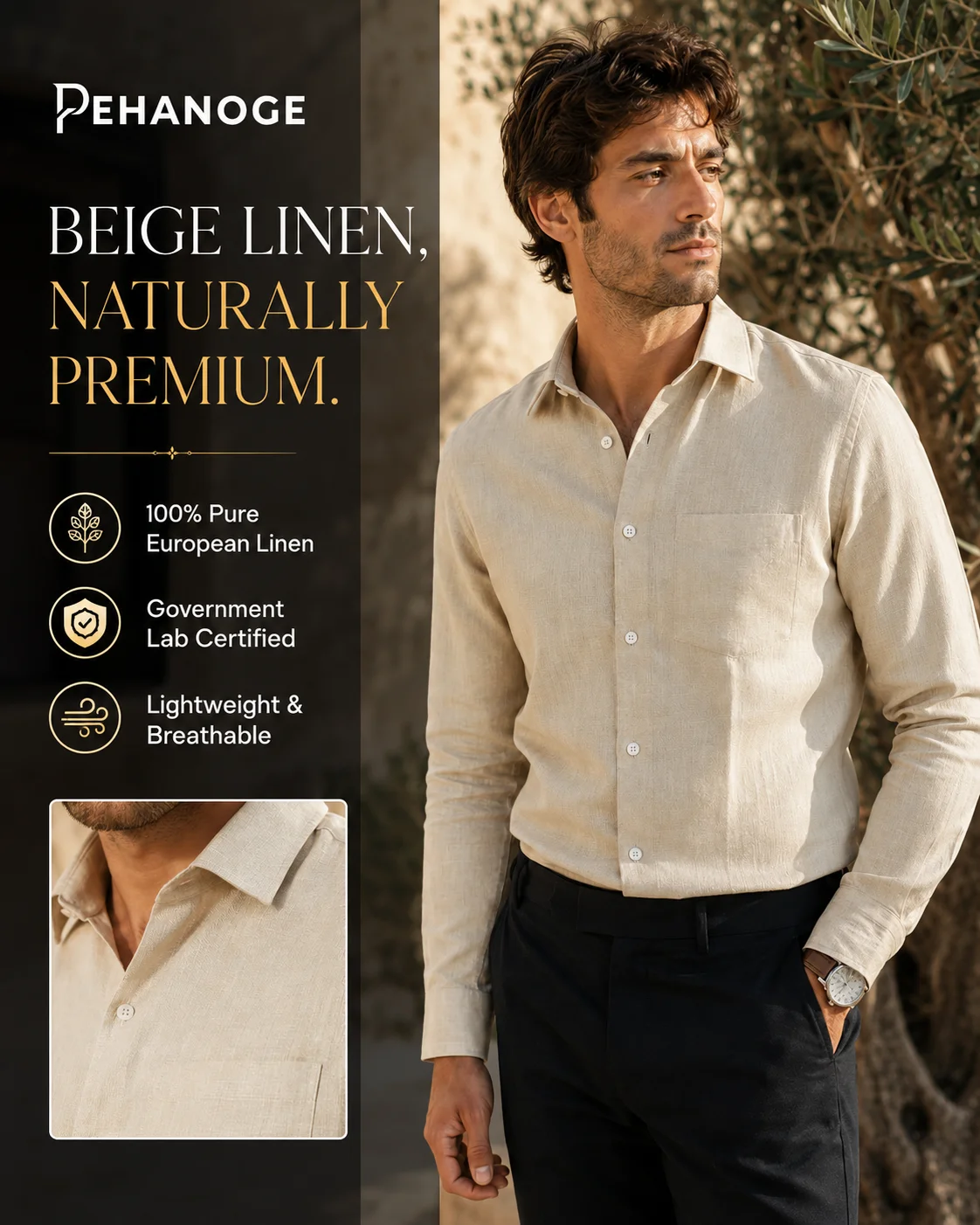 oxy linen™ | natural beige 60 lea european linen shirt oxy linen™ | natural beige 60 lea european linen shirt