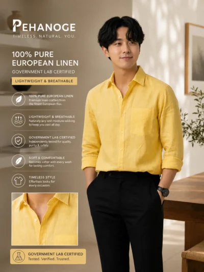 oxy linen™ | lemon yellow 60 lea european linen shirt