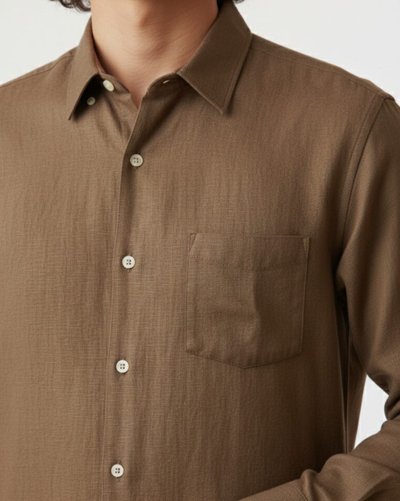 oxy linen | earth brown super prime linen shirt