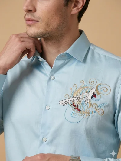 noble stitch | celestial crane giza cotton shirt