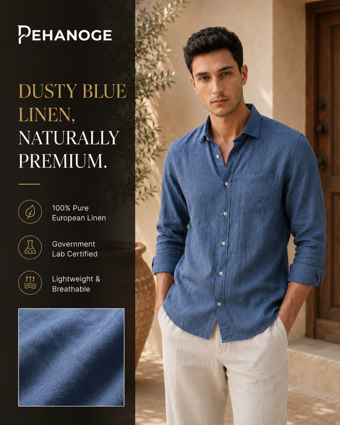oxy linen™ | office blue 60 lea european linen shirt oxy linen™ | office blue 60 lea european linen shirt