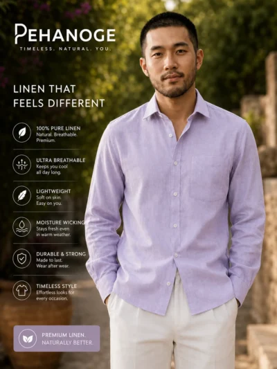 oxy linen™ | sleek purple 60 lea european linen shirt