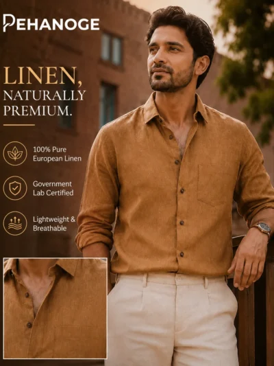 oxy linen™ | rust brown 60 lea european linen shirt